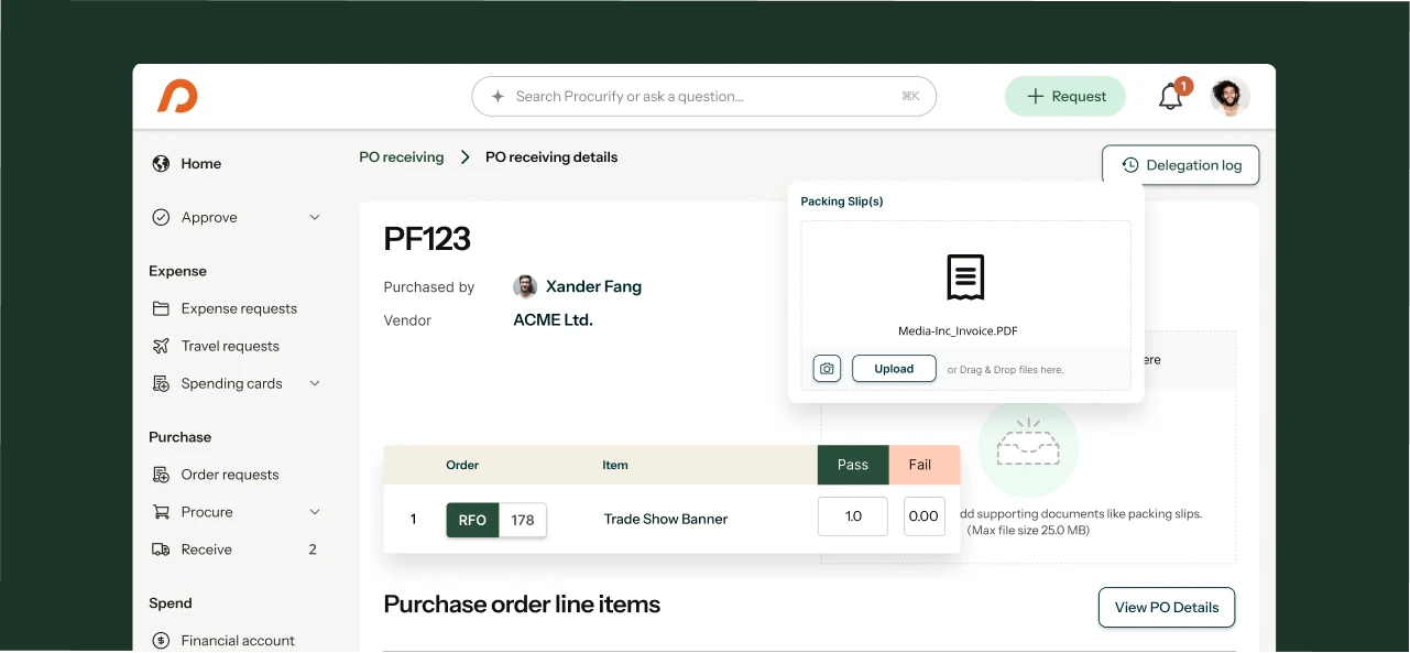 Procurify receiving workflow