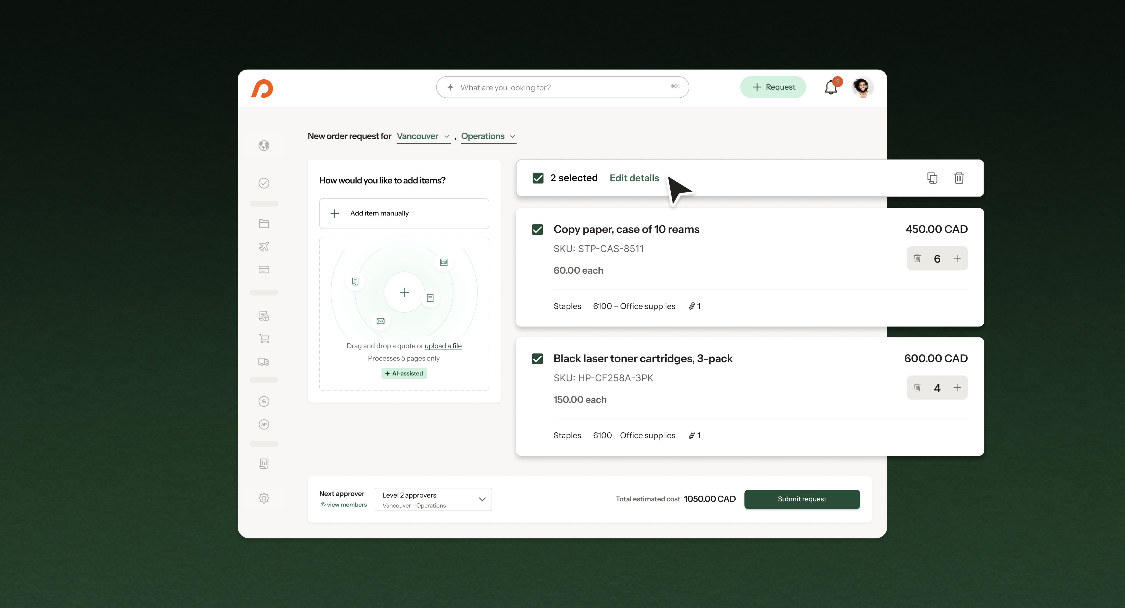 All-new order request experience